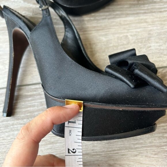 Vera Wang Lavender Black Satin Bows Platform Pump - Picture 16 of 16